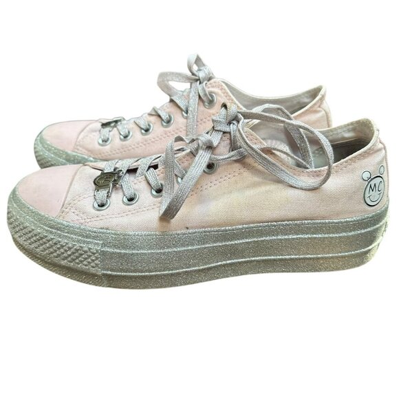 Converse Miley Cyrus Chuck Taylor All-Star Pink Glitter Platform Sneakers Size 7 - Picture 1 of 9